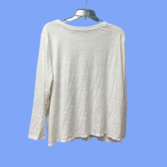 Eileen Fisher Long Sleeve White 100% Organic Linen Sweater Size X Large - Picture 2 of 4